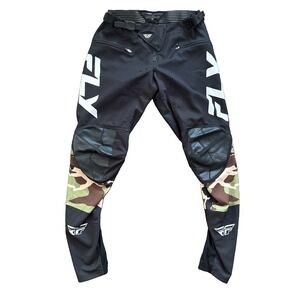 Fly Racing Rayce MTB BMX Pants Men 32 Black Camo Adjustable Waist Stretch Pocket